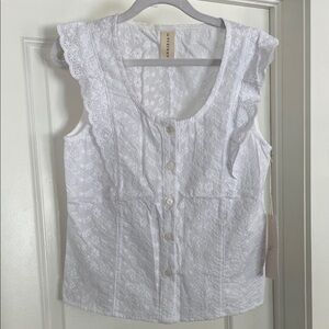 Annie 50 White Eyelet Button-Down Blouse